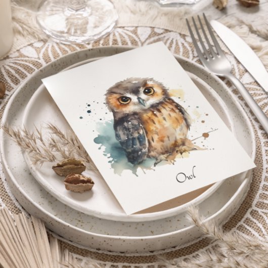 かわいい水彩画のフクロウ、カスタム ポストカード