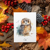 かわいい水彩画のフクロウ、カスタム ポストカード