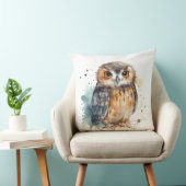 かわいい水彩画のフクロウ クッション (椅子)