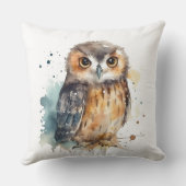 かわいい水彩画のフクロウ クッション (裏面)