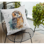 かわいい水彩画のフクロウ クッション