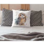 かわいい水彩画のフクロウ クッション