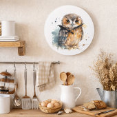 かわいい水彩画のフクロウ ラージ壁時計