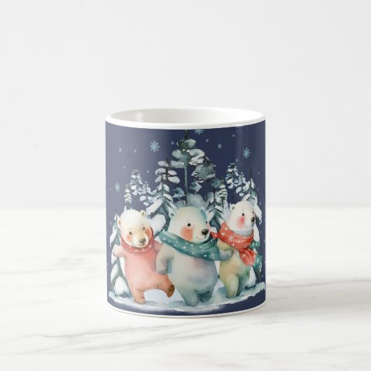 かわいい水彩画のホッキョクグマ コーヒーマグカップ (中央)