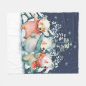 かわいい水彩画のホッキョクグマ フリースブランケット (正面(横))
