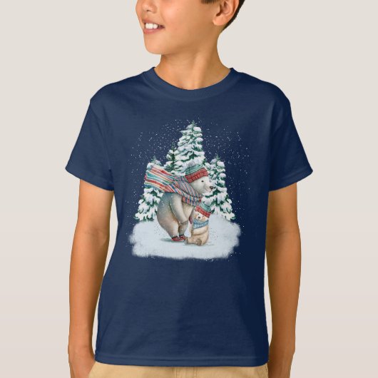 かわいい水彩画のホッキョクグマ Tシャツ (正面)