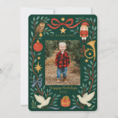 かわいい水彩画のホリデー フォト カード | (正面)