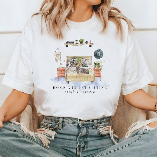 かわいい水彩画のホーム＆ペットシッターサービス Tシャツ