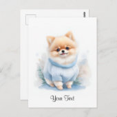 かわいい水彩画のポメラニアン子犬 犬 人気のカード ポストカード (正面/裏面)