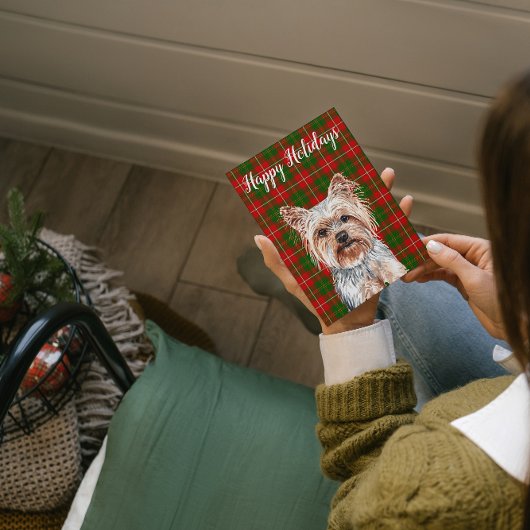 かわいい水彩画のヨークシャーテリア犬カスタム シーズンカード