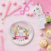 かわいい水彩画のラマの花のフェスタのシャワーのプレート ペーパープレート (パーティー)