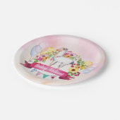 かわいい水彩画のラマの花のフェスタのシャワーのプレート ペーパープレート (アングル)