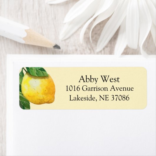 かわいい水彩画のレモン返送先ラベル ラベル (インサイチュ)