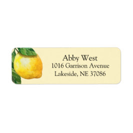 かわいい水彩画のレモン返送先ラベル ラベル