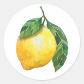 かわいい水彩画のレモン ラウンドシール (正面)