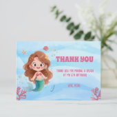 かわいい水彩画の人魚の海の中の誕生日 サンキューカード (スタンド正面)