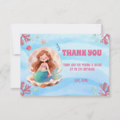 かわいい水彩画の人魚の海の中の誕生日 サンキューカード (正面)