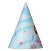 かわいい水彩画の人魚の海の中の誕生日 パーティーハット (左)
