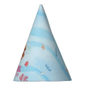 かわいい水彩画の人魚の海の中の誕生日 パーティーハット (右)