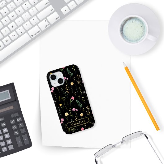かわいい水彩画の夏の野の花のモノグラム Case-Mate iPhoneケース