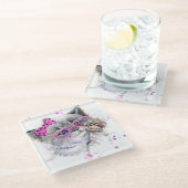 かわいい水彩画の子ネコ ガラスコースター (アングル)