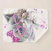 かわいい水彩画の子ネコ シェルパブランケット (正面(横))