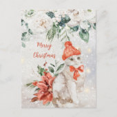 かわいい水彩画の子猫のクリスマス シーズンポストカード (正面)