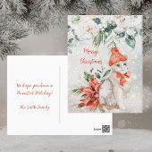 かわいい水彩画の子猫のクリスマス シーズンポストカード