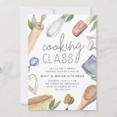 かわいい水彩画の料理教室 招待状 (正面)