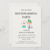 かわいい水彩画の新居パーティー 招待状 (正面/裏面)