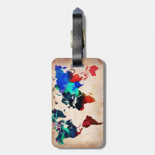 かわいい水彩画の旧世界の地図 ラゲッジタグ (裏面縦)