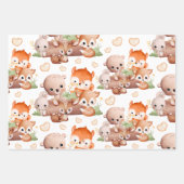 かわいい水彩画の森の動物たち ラッピングペーパーシート (正面3)
