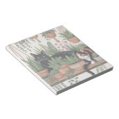 かわいい水彩画の植物と猫 ノートパッド (アングル)