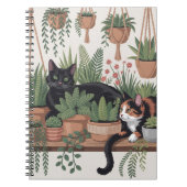 かわいい水彩画の植物と猫 ノートブック (正面)