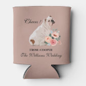 かわいい水彩画の犬の結婚式 缶クーラー (正面)