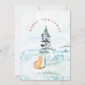 かわいい水彩画の狐のクリスマスカード シーズンカード (正面)