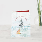 かわいい水彩画の狐のクリスマスカード シーズンカード (正面)