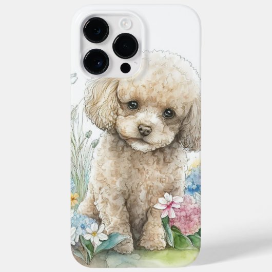 かわいい水彩画の白いプードルの子犬 Case-Mate iPhoneケース (裏面)