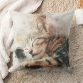 かわいい水彩画の眠る子猫 クッション (ブランケット)