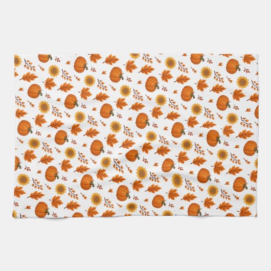 かわいい水彩画の秋の収穫 キッチンタオル (横)