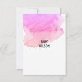 かわいい水彩画の紫色のピンクのモモの女の子のベビーシャワー 招待状 (裏面)