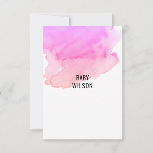 かわいい水彩画の紫色のピンクのモモの女の子のベビーシャワー 招待状 (裏面)