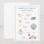 かわいい水彩画の結婚式の日 プログラム (正面/裏面)