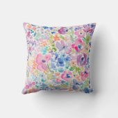 かわいい水彩画の花の背景 クッション (裏面)