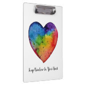 かわいい水彩画の虹のハート クリップボード (右)