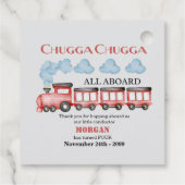 かわいい水彩画の赤い列車 誕生日お祝いにぴったりなデザイン フェイバータグ (裏面)