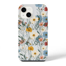 かわいい水彩画の野の花　ラスティックボヘミアン風スマホケース