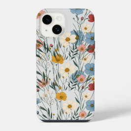 かわいい水彩画の野の花 ラスティックボヘミアン風スマホケース iPhone 14ケース