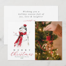 かわいい水彩画の雪だるま家族の写真 クリスマス