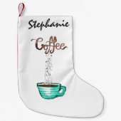 かわいい水彩画の高温多湿のコーヒー スモールクリスマスストッキング (正面)